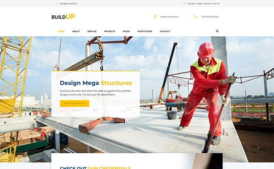 Structural engineering website with a site photography hero