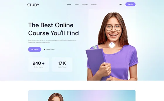 Online study platform with enrolment statistics in the hero