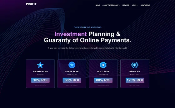 Investment planning website with tiered return cards