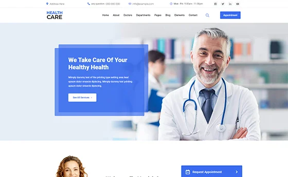 Healthcare provider website with an appointment-led hero