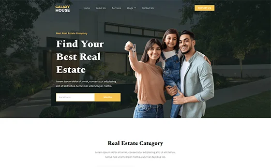 Estate agency website with a search-led hero